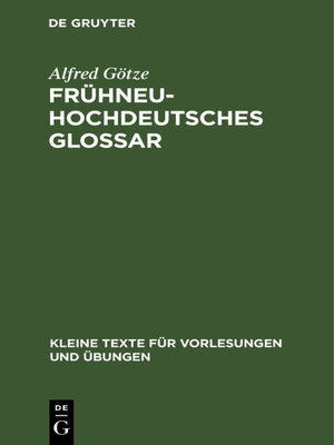 cover image of Frühneuhochdeutsches Glossar